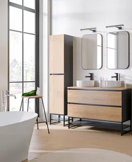 Koupelnový nábytek Comad Spodní koupelnová skříňka Monako s košem na prádlo šedá/dub hamilton