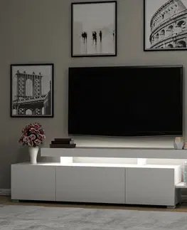 TV stolky Hanah Home TV stolek Beliz s LED osvětlením bílý