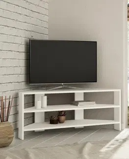 TV stolky Kalune Design TV stolek THALES CORNER 114 cm bílý