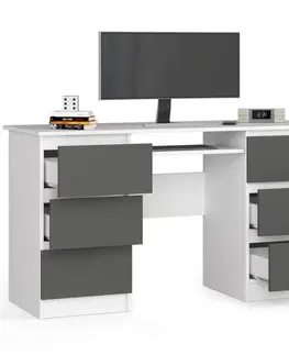 Psací stoly Ak furniture Psací stůl A-11 135 cm bílý/šedý