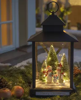 Vánoční venkovní dekorace Konstsmide Christmas LED dekorační lucerna sněhuláci černá IP44 42cm
