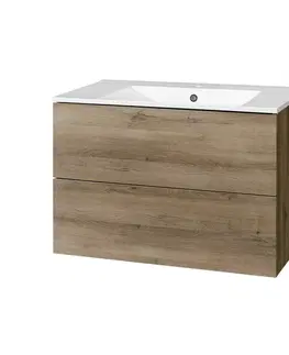 Koupelnový nábytek MEREO Aira, koupelnová skříňka s keramickým umyvadlem 81 cm, dub Halifax CN741