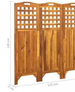 Paravány Paravan akáciové dřevo Dekorhome 121,5x115 cm (3-dílný)