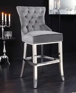 Barové židle LuxD Designová barová židle Queen Lví hlava šedá