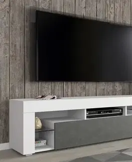 Televizní stolky Televizní stolek KAYA 160 cm univerzální bílý mat, beton matera