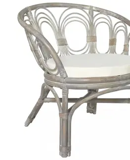 Zahradní židle Jídelní židle přírodní ratan / plátno Dekorhome Šedá