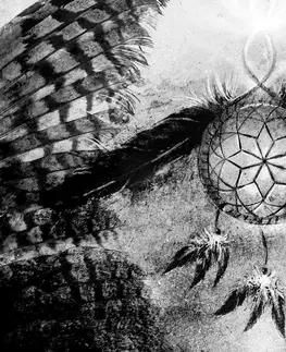 Černobílé obrazy Obraz indiánský lapač snů v černobílém provedení