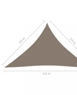 Stínící textilie Stínící plachta trojúhelníková 3,5 x 3,5 x 4,9 m oxfordská látka Dekorhome Šedohnědá taupe