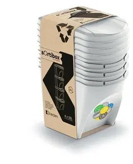 Odpadkové koše Koš na tříděný odpad Sortibox 25 l, 4 ks, popelavě šedá