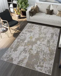 Moderní koberce Moderní šedý koberec se zlatým motivem Šířka: 200 cm | Délka: 300 cm