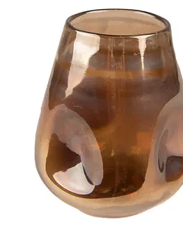 Dekorativní vázy Hnědá ručně foukaná skleněná váza - Ø 10*12 cm Clayre & Eef 6GL4091CH