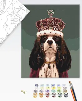 Zvířata Malování podle čísel pes s korunou