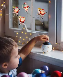 Vánoční dekorace Solight LED okenní řetěz - Santa, 6x LED, přísavný, 120cm, 2x AA