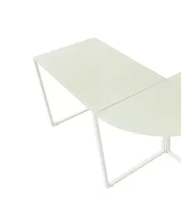 Psací stoly LuxD Rohový psací stůl Atelier sklo / bílý