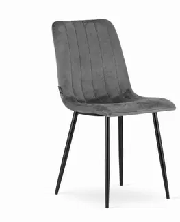 Židle Sada 4 ks šedých sametových židlí LAVA