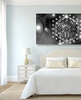 Černobílé obrazy Obraz okouzlující Mandala v černobílém provedení