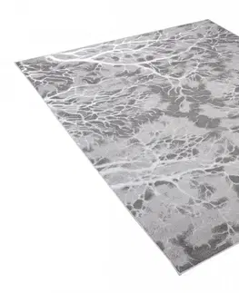 Moderní koberce Jednoduchý moderní koberec v šedé barvě s bílým motivem Šířka: 80 cm | Délka: 150 cm