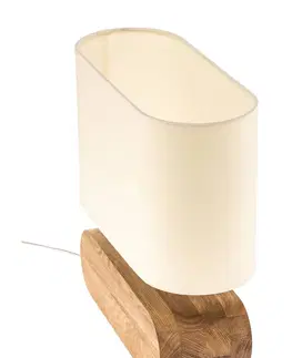 Stolní lampy na noční stolek Spot-Light Stolní lampa Marinna, dubový podstavec, stínidlo v barvě ecru