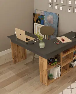 Kancelářské a psací stoly Psací stůl ELK borovice atlantic černá
