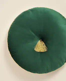 Dekorační polštáře Elegantní zelený velurový kulatý dekorativní polštář