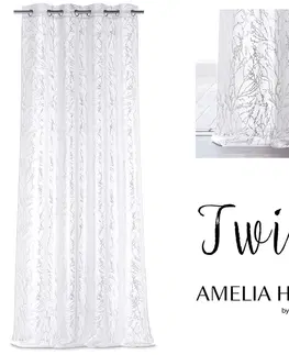 Záclony Záclona AmeliaHome Twigs stříbrná, velikost 140x270
