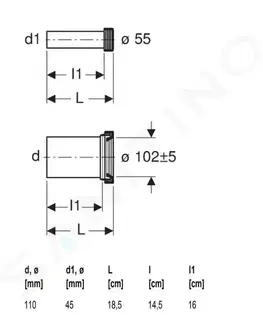Koupelnové baterie GEBERIT Příslušenství Souprava připojovacích trubek pro závěsné WC, 110x185 mm 152.422.46.1
