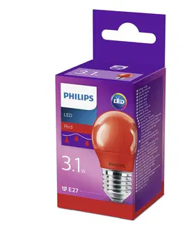 LED žárovky Philips E27 P45 LED žárovka 3,1W, červená