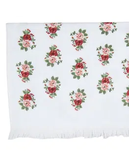 Utěrky Bílý kuchyňský froté ručník s růžemi - 40*66 cm Clayre & Eef T012