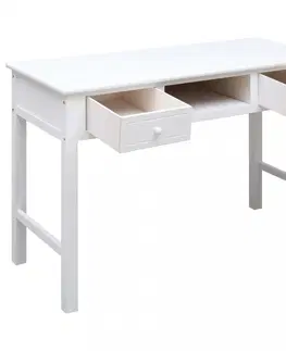 Pracovní stoly Psací stůl se 2 zásuvkami masivní dřevo Dekorhome Bílá