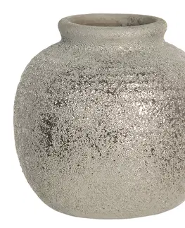 Dekorativní vázy Šedivá váza Kelly s patinou a odřeninami - Ø 8*8 cm Clayre & Eef 6CE1219
