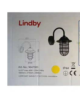 Svítidla Lindby Lindby - Venkovní nástěnná lampa NAILA 1xE27/60W/230V IP44 