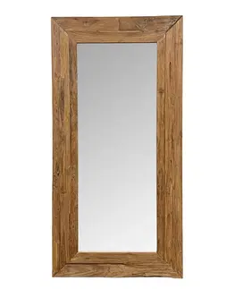 Luxusní a designová zrcadla Estila Luxusní obdélníkové masivní zrcadlo Natural v hnědé barvě v rustikálním stylu 200 cm