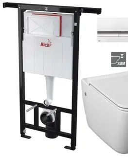 WC sedátka ALCADRAIN Jádromodul předstěnový instalační systém s bílým/ chrom tlačítkem M1720-1 + WC JIKA PURE + SEDÁTKO SLOWCLOSE AM102/1120 M1720-1 PU2