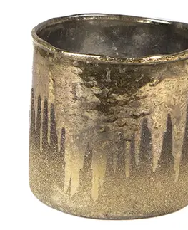 Svícny Zlatý skleněný svícen na čajovou svíčku S - Ø 8*7 cm Clayre & Eef 6GL4274