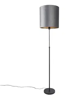 Stojaci lampy Stojací lampa černá odstín šedá 40 cm nastavitelná - Parte