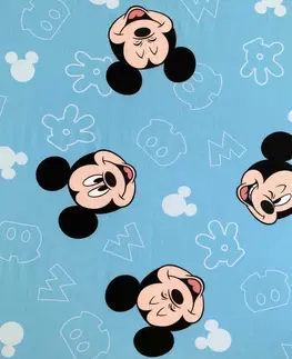Prostěradla Jerry Fabrics Plátěné prostěradlo s gumou Mickey Blue 02, 90 x 200 cm + 25 cm