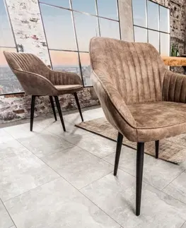 Luxusní jídelní židle Estila Designová židle Timeless Comfort šedohnědá