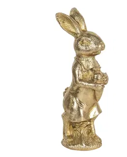 Velikonoční dekorace Velikonoční dekorace zlatého králíka s mrkví Métallique - 9*8*23 cm Clayre & Eef 6PR3087GO