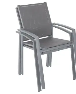 Zahradní židle a křesla DEOKORK Hliníkové křeslo s textílií BERGAMO (šedá)