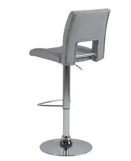 Barové židle Dkton Designová barová židle Nerine světle šedá a chromová