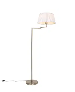 Stojaci lampy Ocelová stojací lampa s bílým skládaným stínidlem a nastavitelným ramenem - Ladas Deluxe