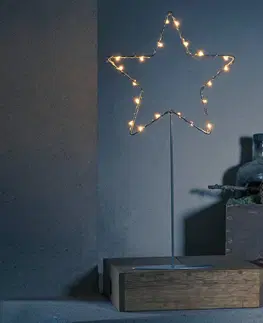 Vánoční světelná hvězda Konstsmide Christmas Stojací LED kovová hvězda - stříbrná s nohou
