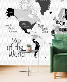 Samolepící tapety Samolepící tapeta stylová černobílá mapa