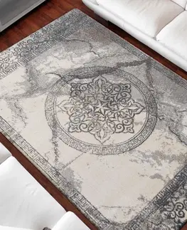 Moderní koberce Šedý koberec se vzorem mandaly