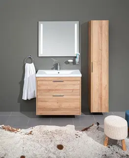 Koupelnový nábytek MEREO Vigo, koupelnová skříňka s keramickým umyvadlem 51 cm, dub Riviera CN320