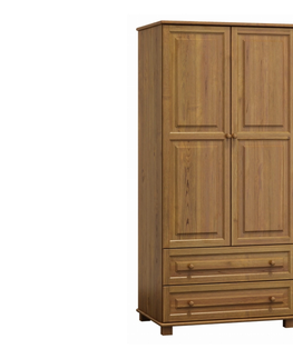 Šatní skříně Skříň kombinovaná 2D BHAGIRA 4, šíře 80 cm, masiv borovice, moření: dub