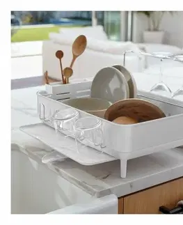 Odkapávače nádobí Simplehuman Odkapávač nádobí s ocelovým rámem na skleničky, bílá
