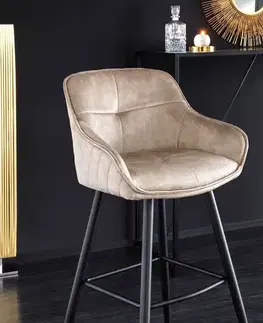 Barové židle LuxD Designová barová židle Natasha šampaňský samet - Skladem