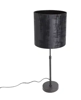 Stolni lampy Stolní lampa černá velurová odstín černá 25 cm nastavitelná - Parte