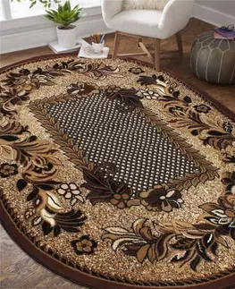 Kulaté a oválné koberce Oválný vintage koberec elegantní hnědé barvy